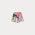 Pink shorts with scenic print on a white background